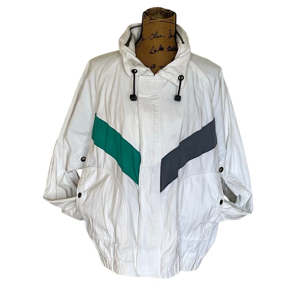 VTG 80s International Compass Points Adventure Gear White Blue Jacket Men’s L/XL